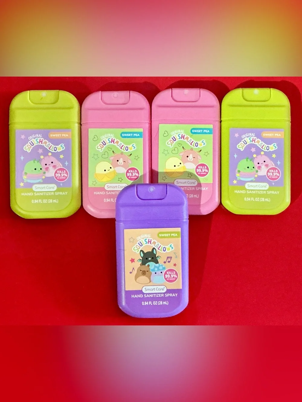 Squishmallows Pocket Hand Sanitizer Spray - Pink, Purple & Lime Green